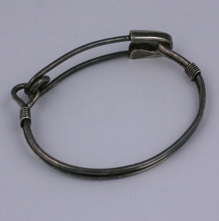 Sterling and Enamel Safety Pin Bracelet 1