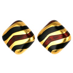 Ciner Enamel Tiger Stripe Earclips 11