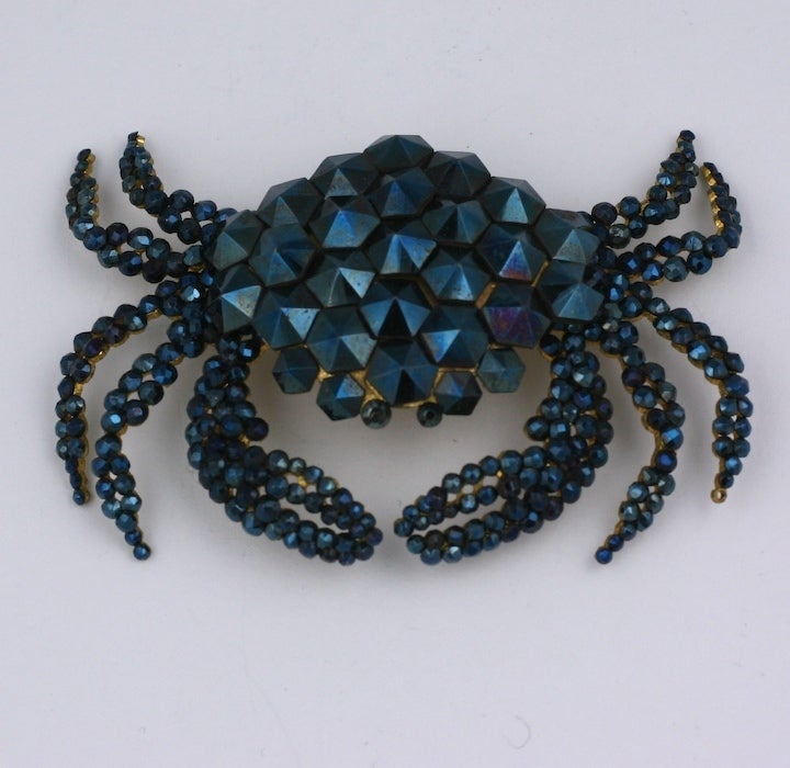 Rare Victorian Iridized Cut Steel Crab In Excellent Condition For Sale In New York, NY