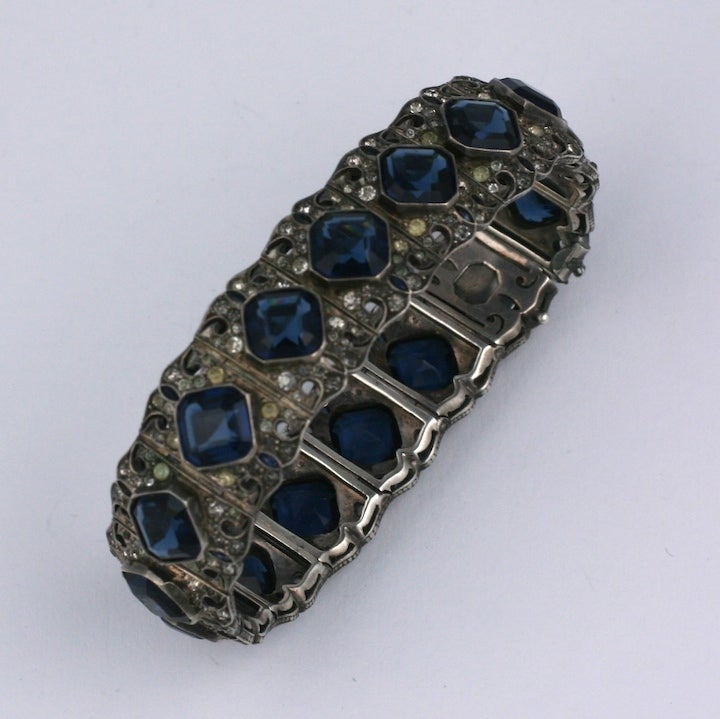 Art Deco Sapphire Paste Bracelet In Good Condition In New York, NY