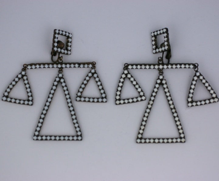 K.J.L. Rare Architectural  Earrings In Excellent Condition For Sale In New York, NY