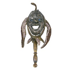 Antique Articulated Jester Brooch