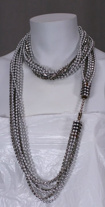 Women's Ball Chain and Pave Rope Necklace For Sale