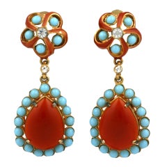 K. J. L. Faux Turquoise and Tortoise Earrings 1