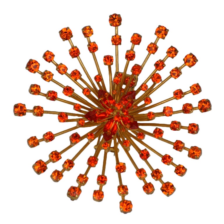 Massive French Starburst Clip Brooch For Sale