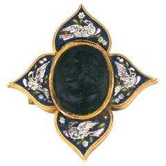 Antique Victorian Micromosaic Cameo Brooch