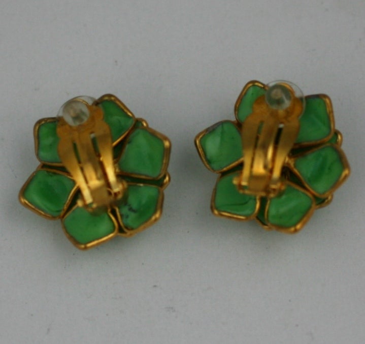Contemporary MWLC Poured Glass Zinnia Earclips For Sale
