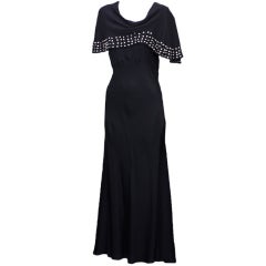 Vintage 1930's Studded Black Crepe Gown