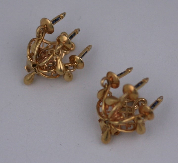 Women's Unusual 14K Figural Candle Sconce Earrings For Sale