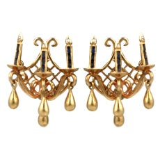 Vintage Unusual 14K Figural Candle Sconce Earrings