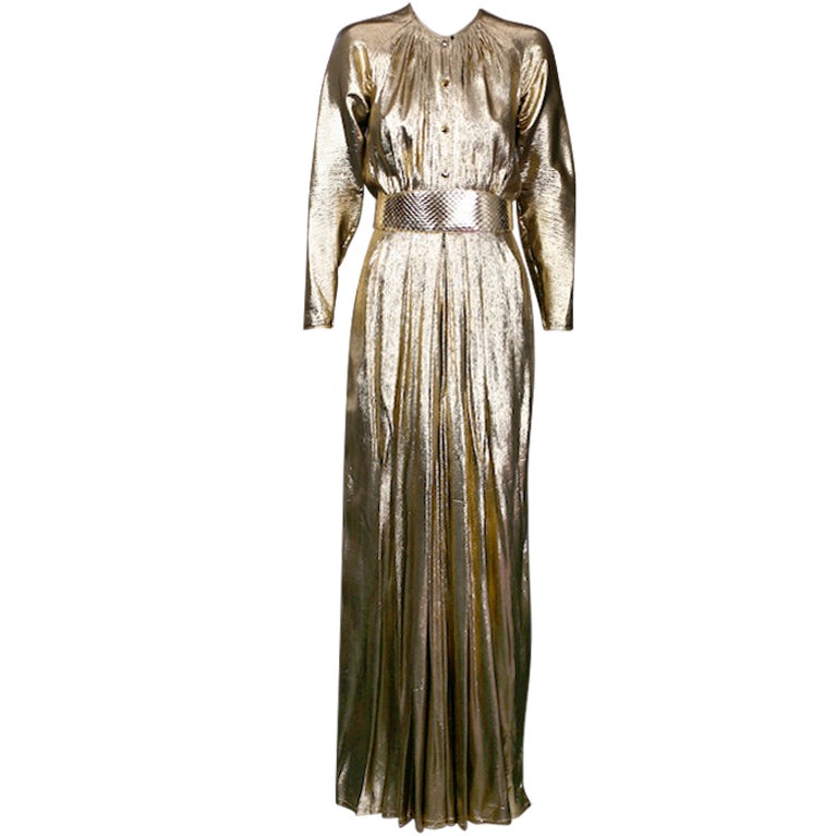 Geoffrey Beene Lame Evening Gown at 1stDibs