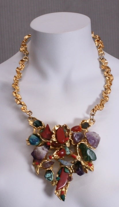 Women's Modernist Necklace Set with Semi Precious stones. For Sale