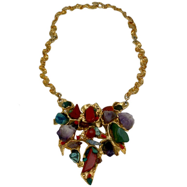 Modernist Necklace Set with Semi Precious stones. For Sale