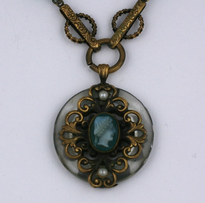 Unusual French Cameo Necklace In Excellent Condition In New York, NY