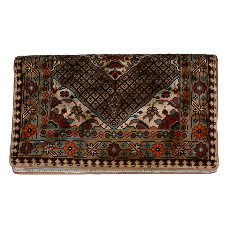 Rug Patterned Needlepoint Clutch For Sale