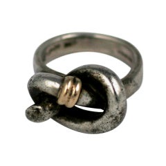 Sterling and Gold Modernist Knot Ring 3