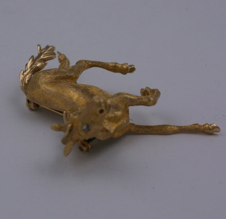 14K Gold Horse Brooch In Excellent Condition For Sale In New York, NY