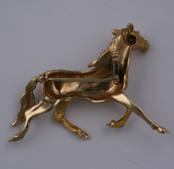 14K Gold Horse Brooch For Sale 1