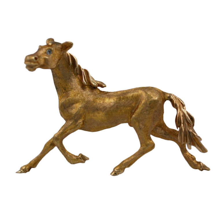 Broche en or 14K en forme de cheval