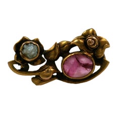Kalo Pink Tourmaline and Pearl Brooch