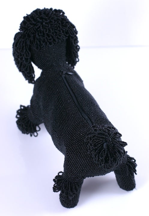 Black Charming Beaded Poodle Purse