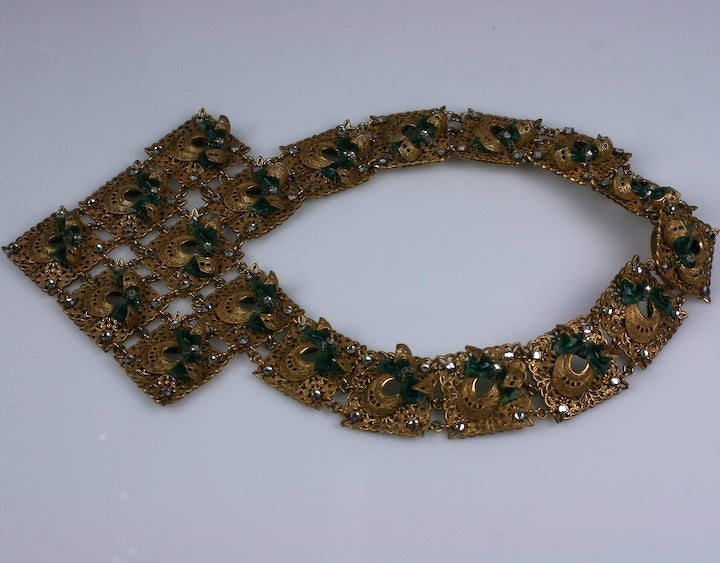 Miriam Haskell Filigree, Glass and Paste Collar In Excellent Condition In New York, NY