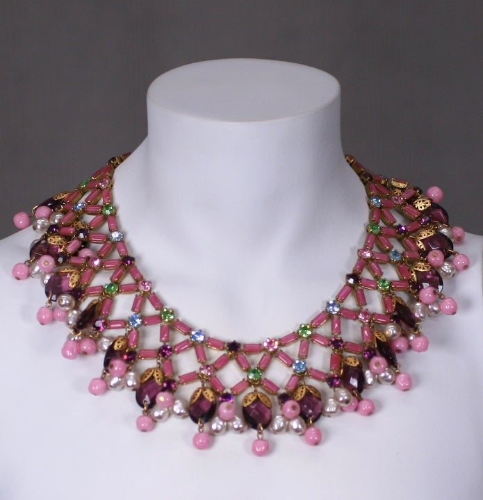Women's Unusual Jewelled and Beaded Collar For Sale