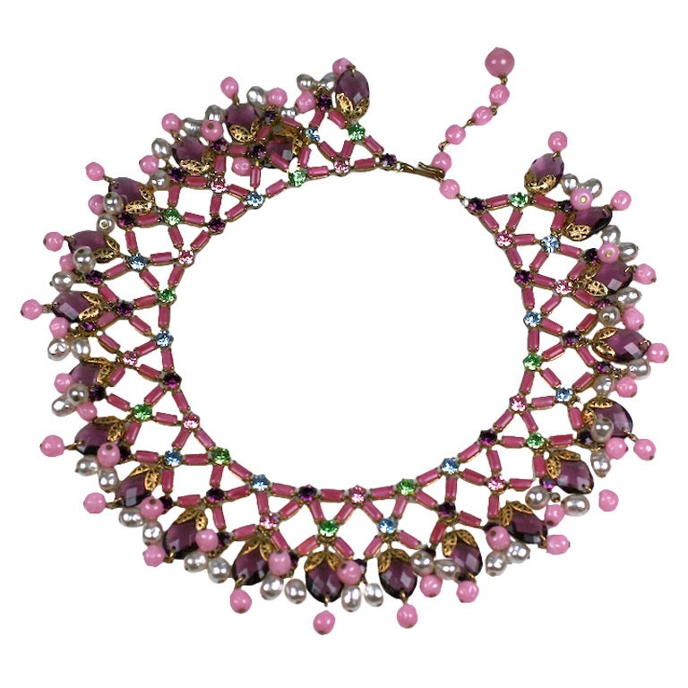 Collar inusual con joyas y cuentas, Max Muller en venta
