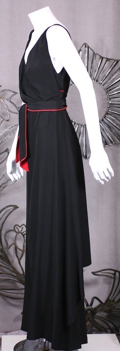 Black Chloe by Lagerfeld Crepe Tricolor Silk Crepe Dress For Sale