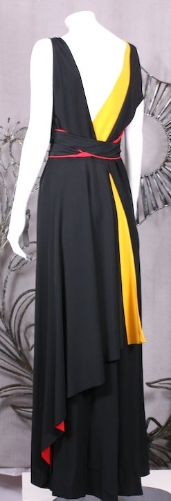 Chloe by Lagerfeld Crepe Tricolor Silk Crepe Dress In Good Condition For Sale In New York, NY