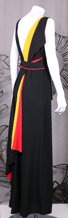 Chloé par Lagerfeld - Robe en crêpe de soie tricolore Pour femmes en vente