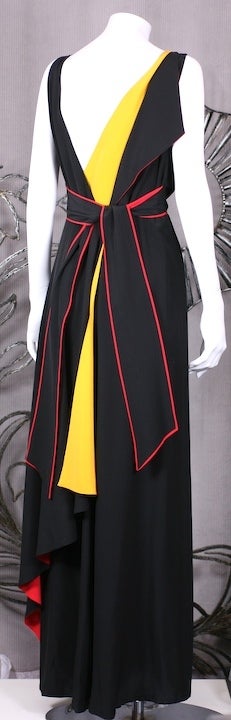 Chloe by Lagerfeld Crepe Tricolor Silk Crepe Dress For Sale 4