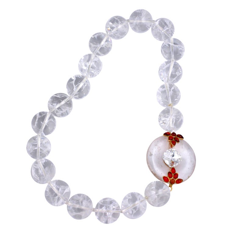 Rock Crystal Chinese Clasp Necklace, MWLC For Sale