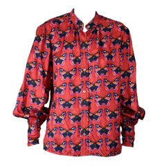 Yves Saint Laurent Digitized Butterfly Print Blouse