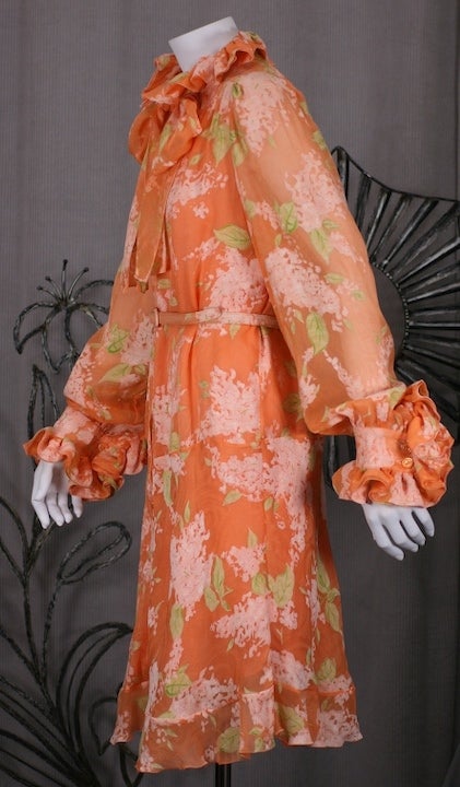 Orange Chloe Charming Chiffon Lurex Floral