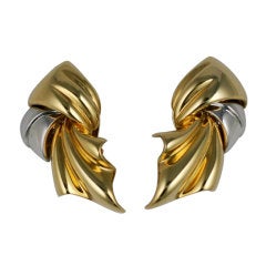 Draped 2 Tone Knotted "Scarf" Earrings