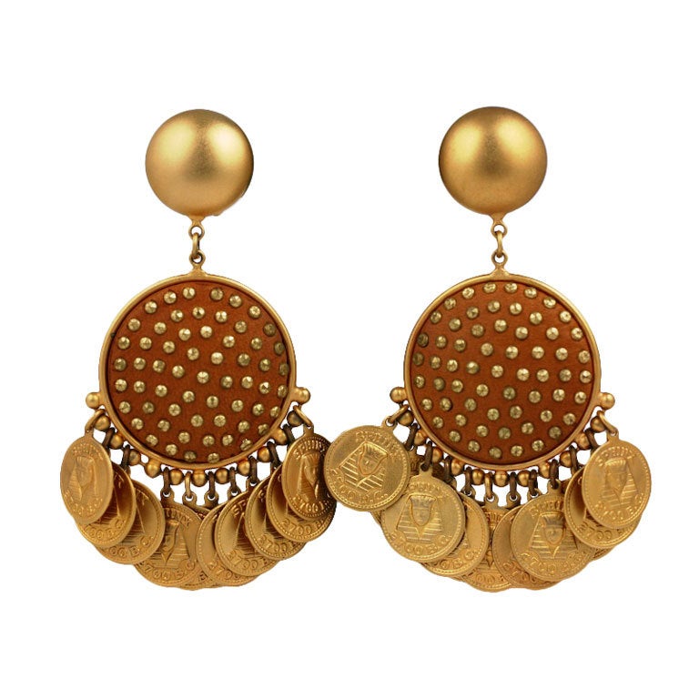 Leather Studded Gypsy Dangle Earrings