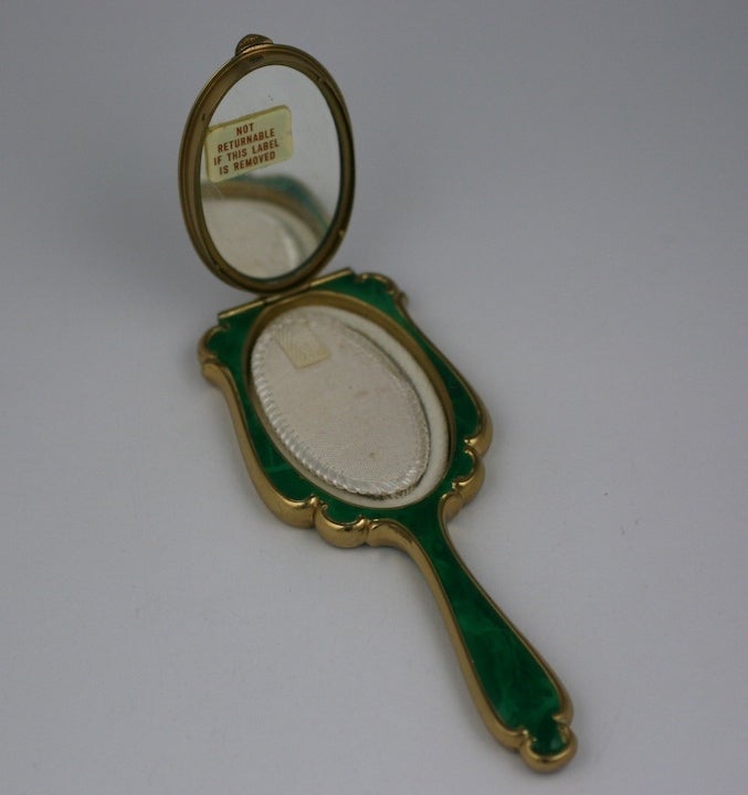 Unusual Faux Malachite Mirror Compact from the 1940's. Excellent condition. 5