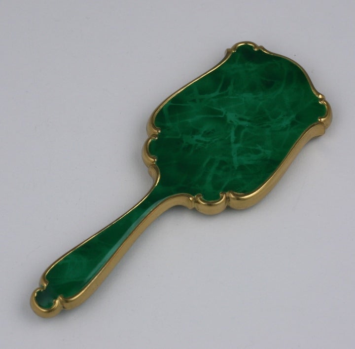 Black Faux Malachite Mirror Compact