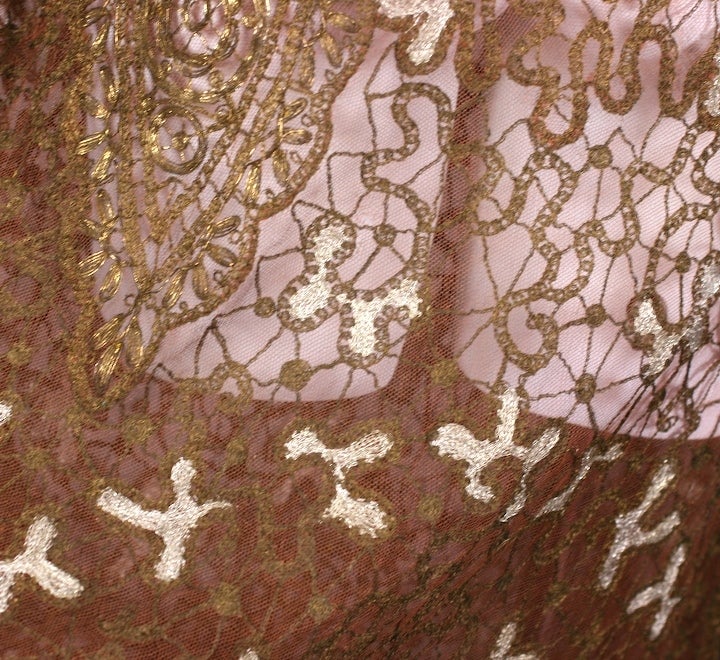French 1920's Gilt Lace Dress In Good Condition In New York, NY