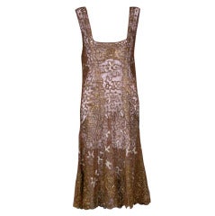 French 1920's Gilt Lace Dress 7