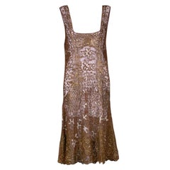 Vintage French 1920's Gilt Lace Dress