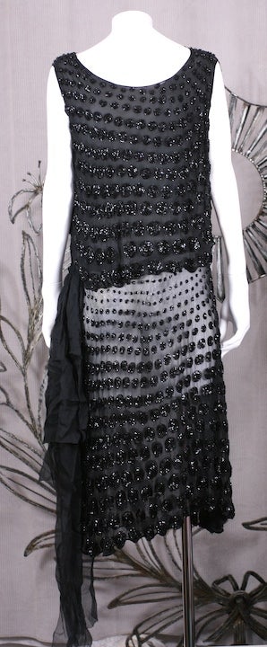 Black Deco Beaded Dot Dance Dress For Sale