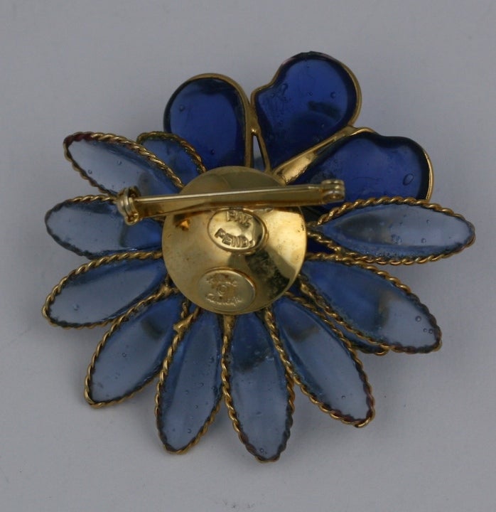 Hattie Carnegie Gripoix Water Lilly Brooch In Excellent Condition In New York, NY