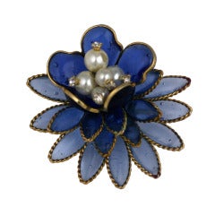 Hattie Carnegie Gripoix Water Lilly Brooch 3