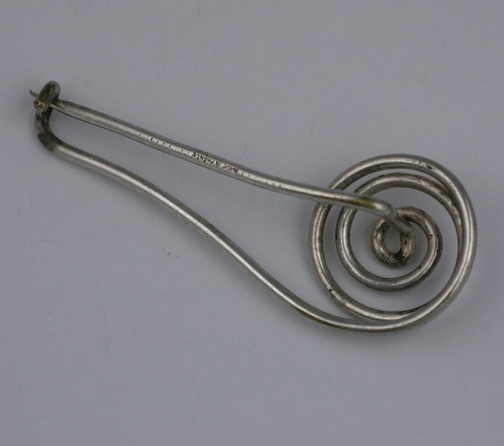 French Modernist Coil  Brooch In Excellent Condition For Sale In New York, NY