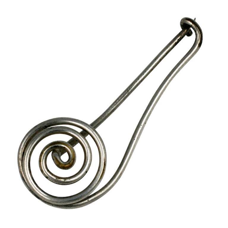 French Modernist Coil  Brooch For Sale