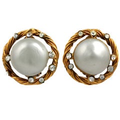 Chanel Bombe Pearl and Crystal Earclips 6