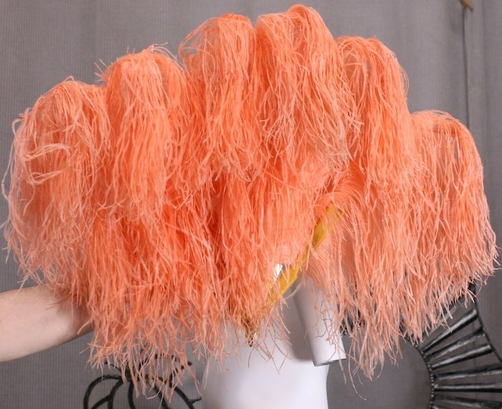 Orange Extravagant Peach Ostrich Deco Evening Fan