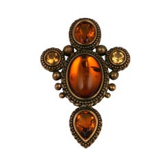 Stephen Dweck Amber and Topaz Brooch